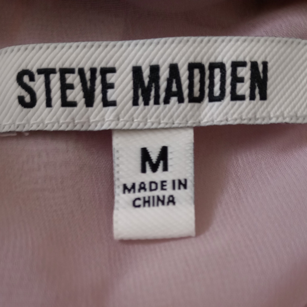 Steve Madden Floral Smocked Waist V-Neck Top in Mauve Size Medium - Picture 3 of 6